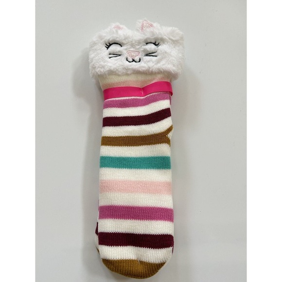 LIMITED TOO Girl Slipper Socks Multicolor White Acrylic Fleece Lined Cat OneSize - Picture 12 of 16